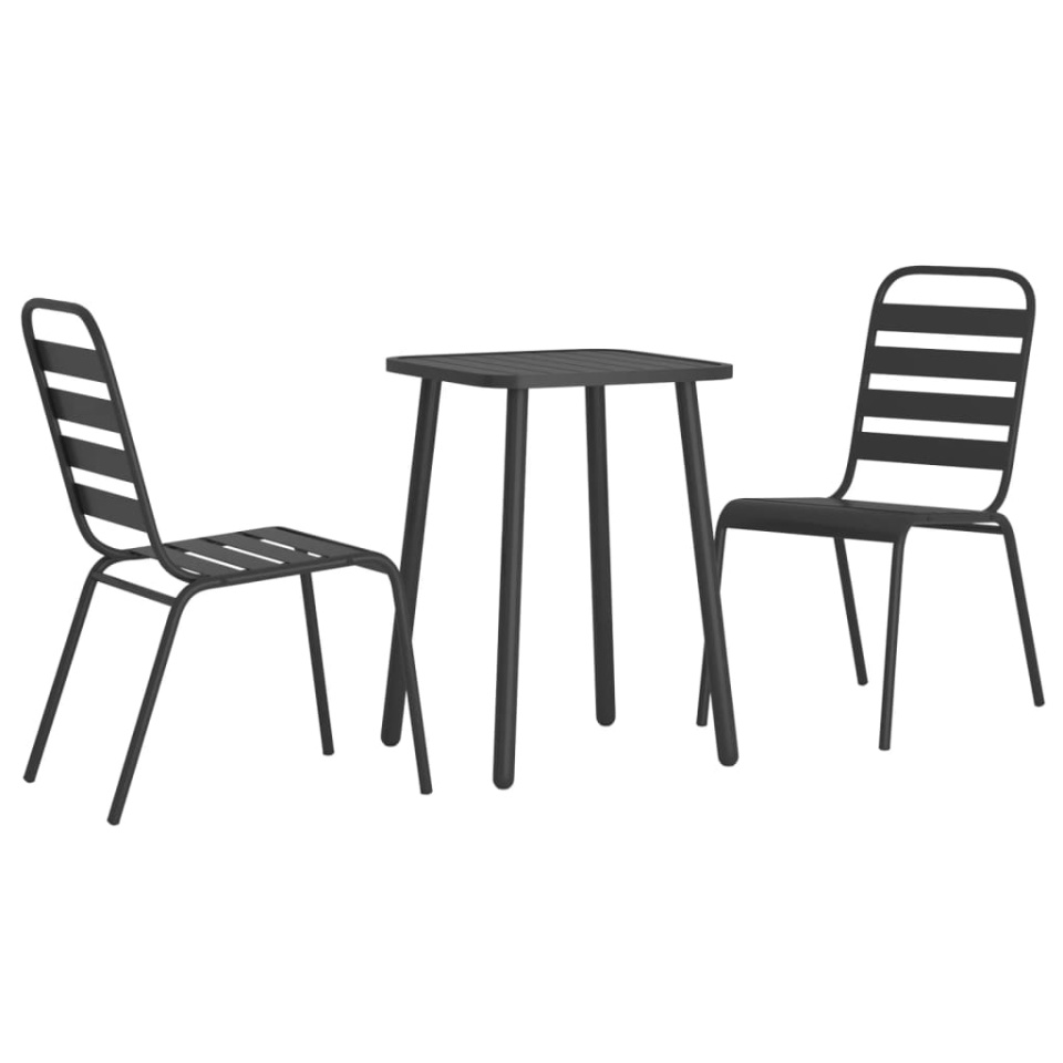Set de masă grădină, 3 piese, antracit, oțel - 2 | YEO
