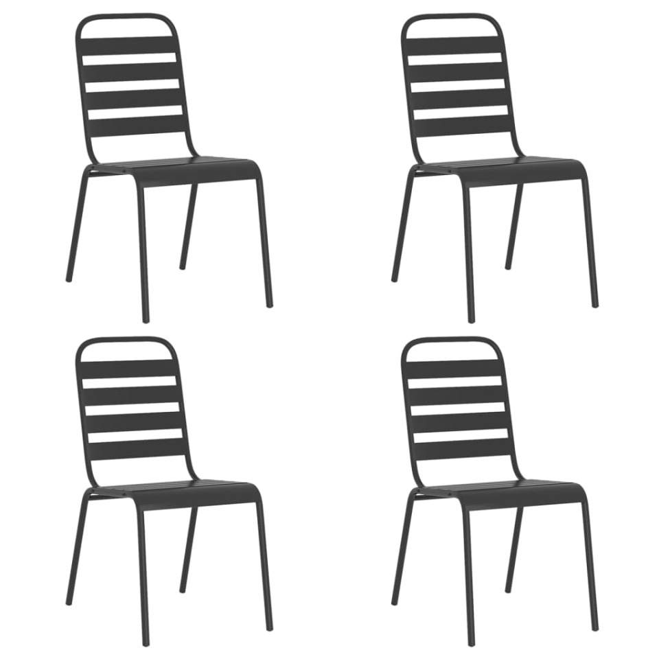 Set de masă pentru grădină, 5 piese, antracit, oțel - 3 | YEO