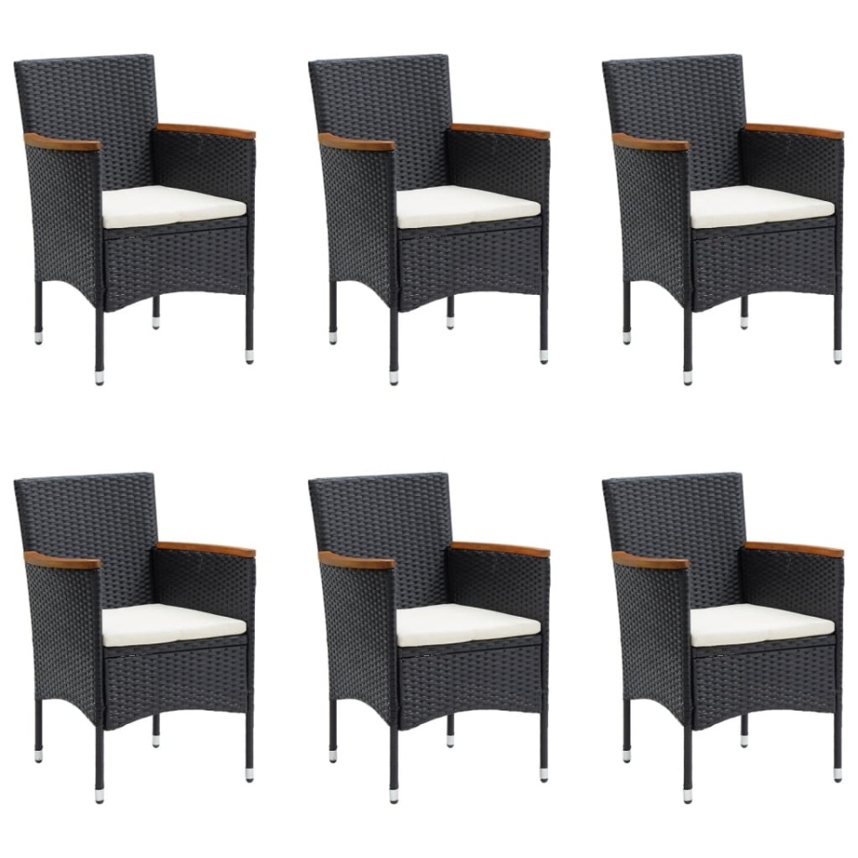 Set de masă pentru grădină, 7 piese, cu perne, negru - 3 | YEO