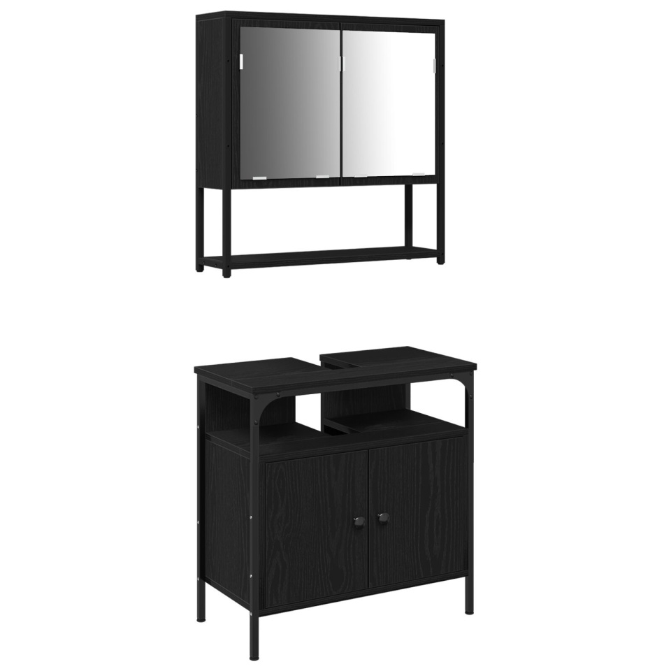 Set de mobilă pentru baie 2 piese din lemn laminat stejar negru - 1 | YEO