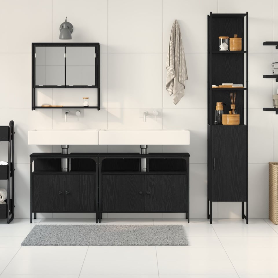Set de mobilier baie 4 piese Stejar negru Lemn prelucrat - 2 | YEO