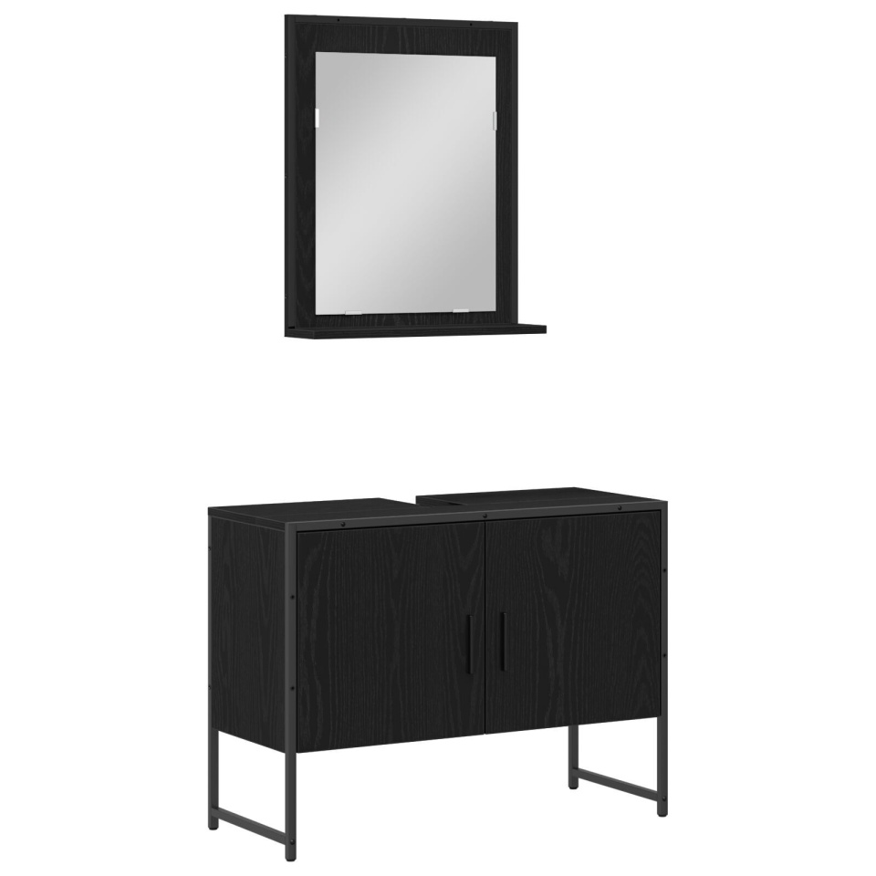 Set de mobilier pentru baie , 2 piese, lemn ingineresc, stejar negru - 1 | YEO