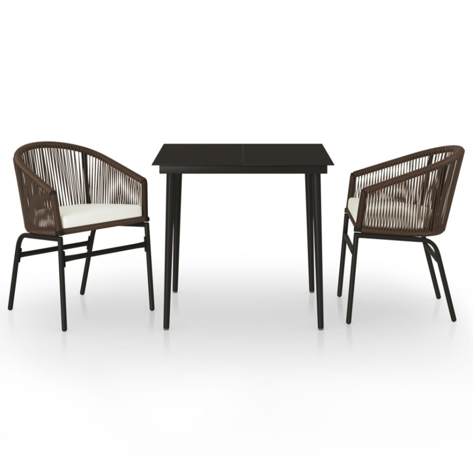 Set de mobilier pentru grădină, 3 piese, maro - 1 | YEO