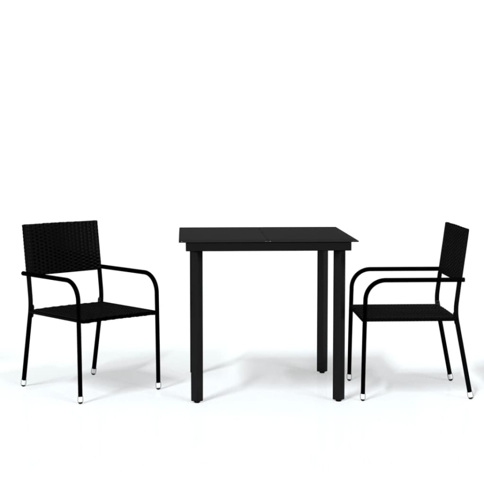 Set de mobilier pentru grădină, 3 piese, negru - 1 | YEO
