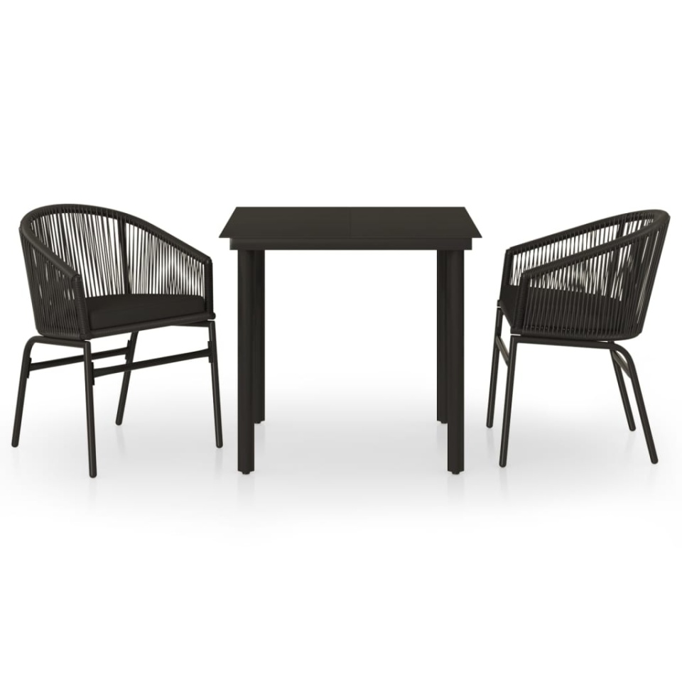 Set de mobilier pentru grădină, 3 piese, negru - 1 | YEO