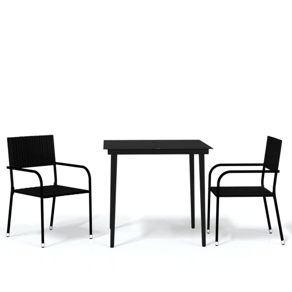 Set de mobilier pentru grădină, 3 piese, negru - 1 | YEO