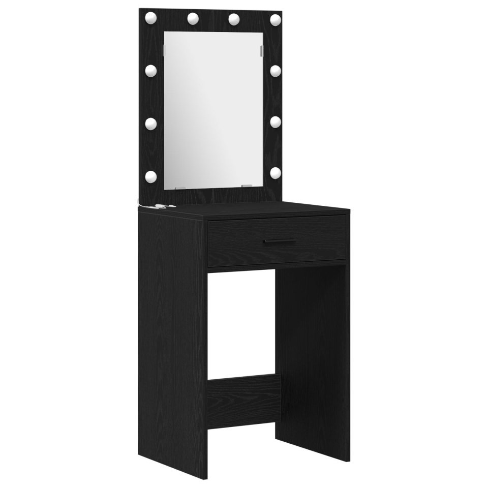 Set de oglindă de toaletă 2 piese cu LED Negru din lemn prelucrat - 3 | YEO