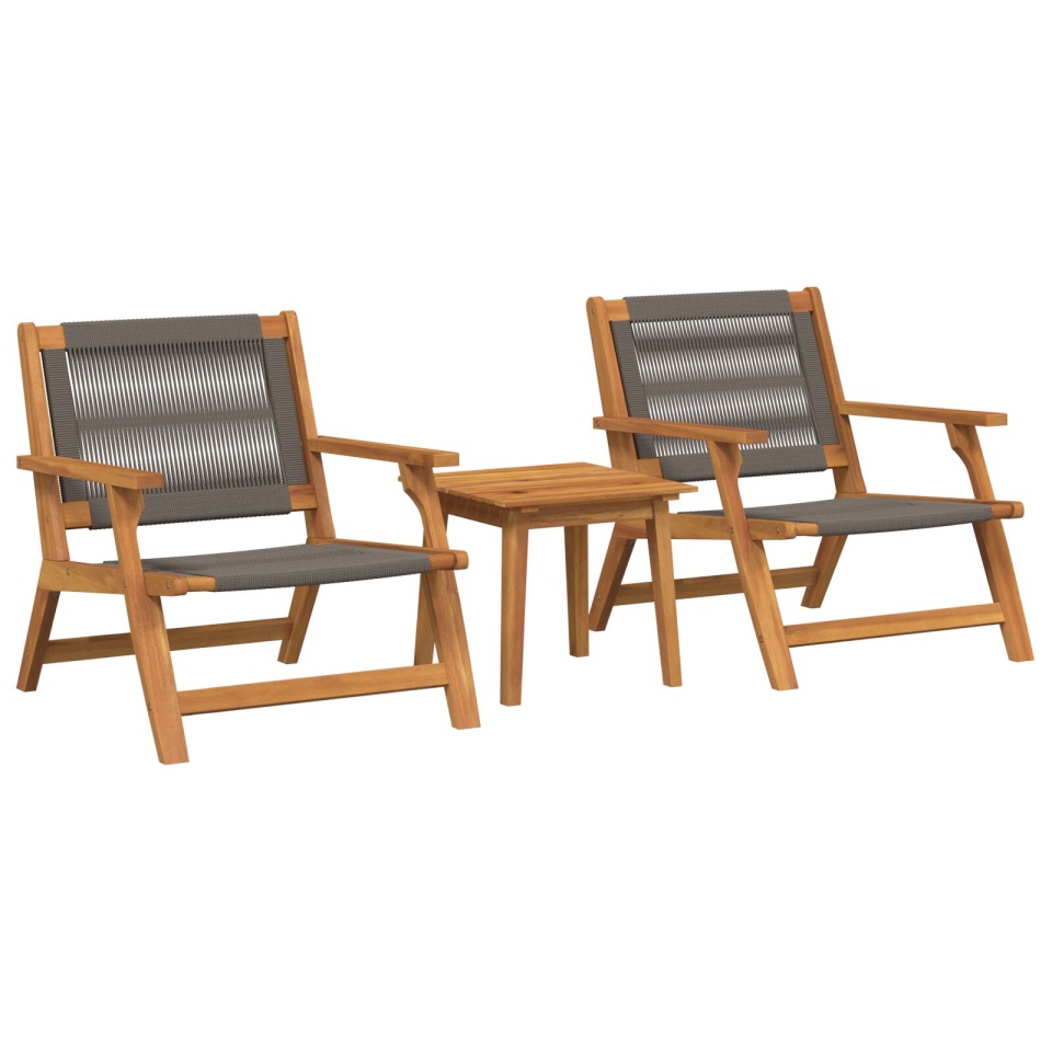 Set de scaune de grădină cu masă, 3 piese, gri, din lemn solid de acacia - 1 | YEO