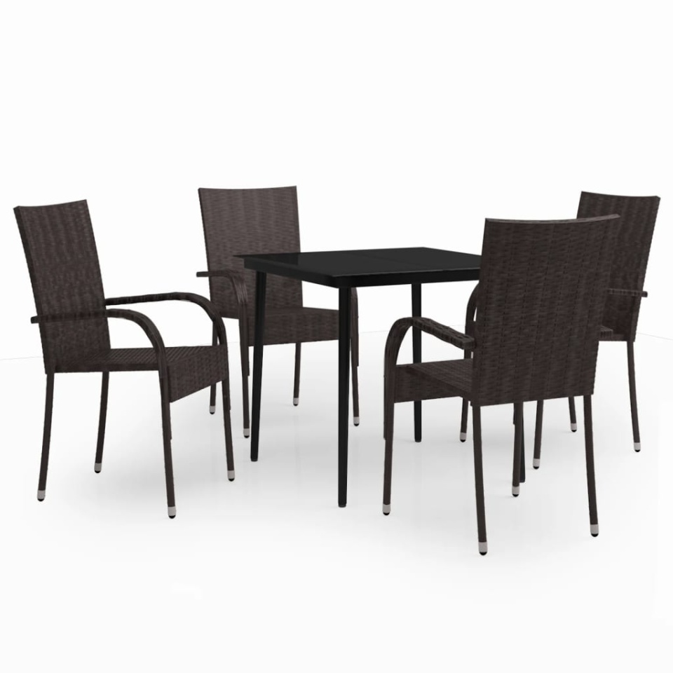 Set de servit masa pentru grădină, 5 piese, maro și negru - 1 | YEO