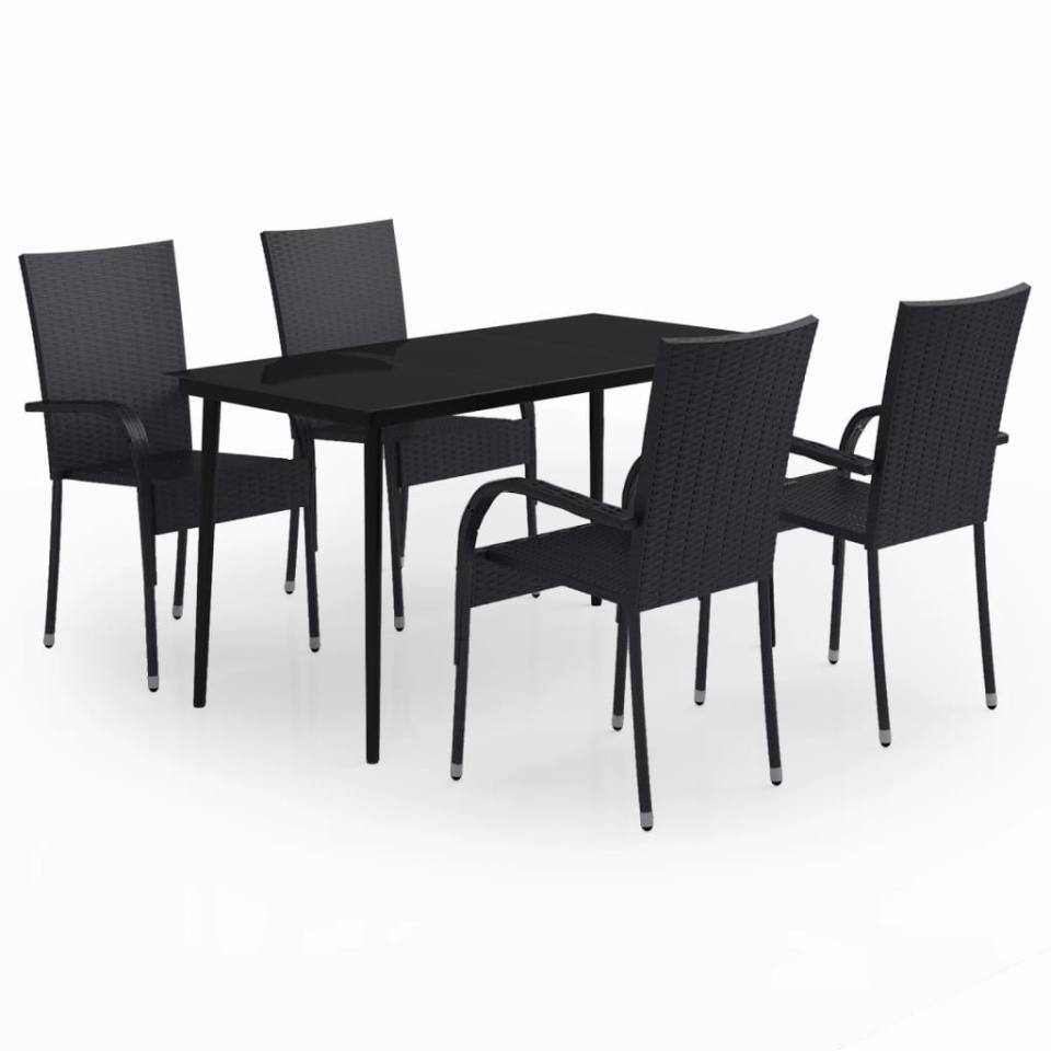 Set de servit masa pentru grădină, 5 piese, negru - 1 | YEO