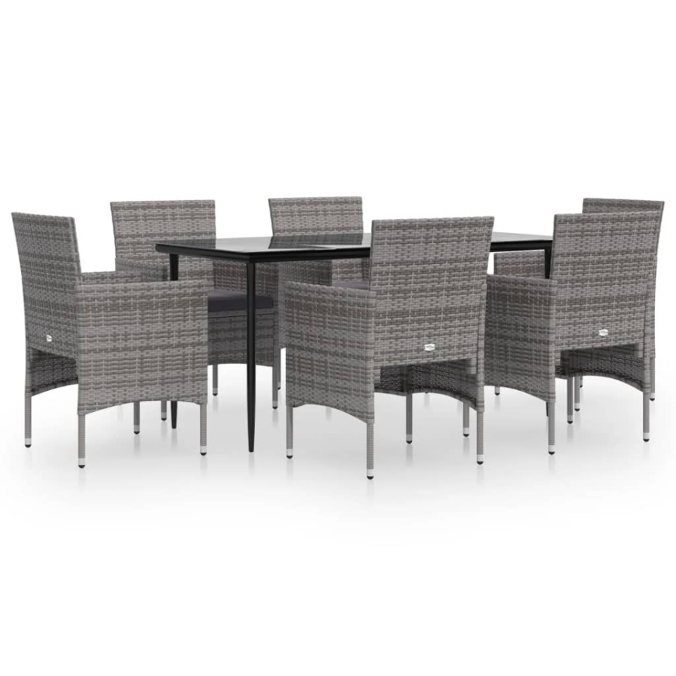 Set de servit masa pentru grădină, 7 piese, gri și negru - 1 | YEO