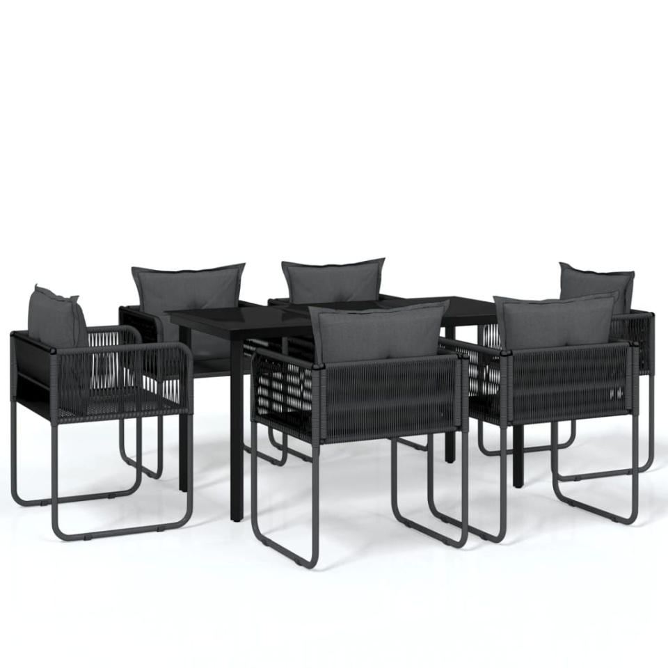 Set de servit masa pentru grădină, 7 piese, negru - 1 | YEO