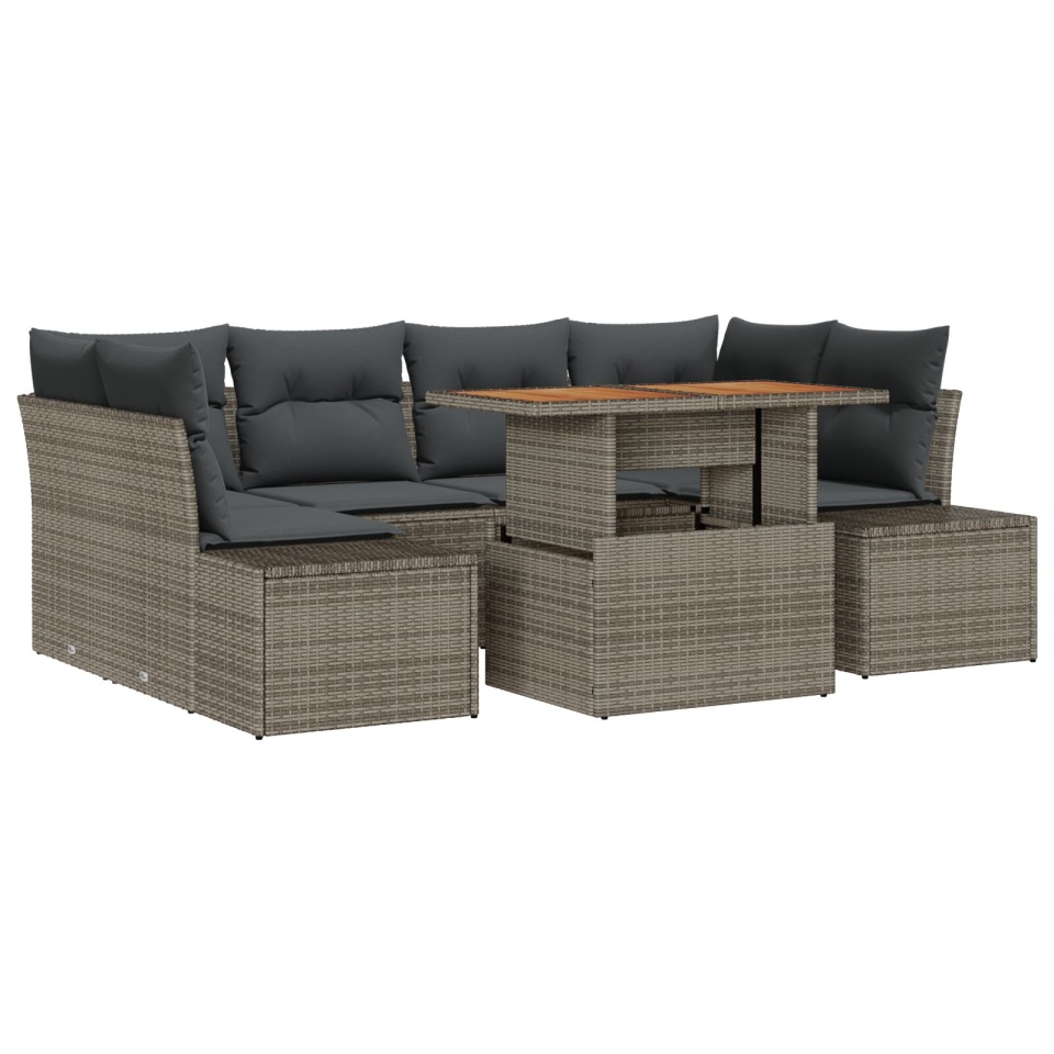 Set de sofa de grădină Set de 7 Gri, Ratan - 1 | YEO