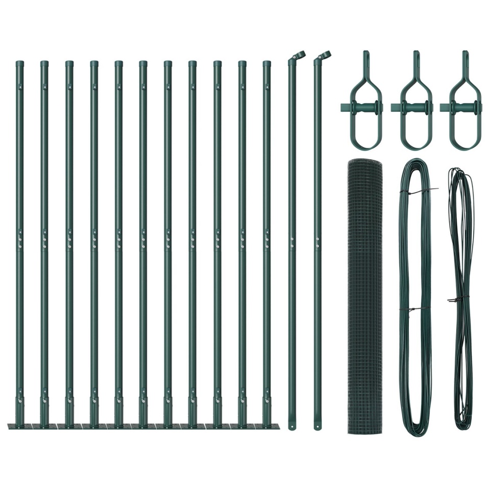 Set de stâlpi de împrejmuire verde Set de 2 Verde Metal 25 x 1 m - 1 | YEO