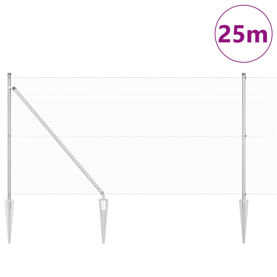 Set de Stâlpi Set de 2 Oțel Galvanizat 25 x 1 m Rezistent - 2 | YEO