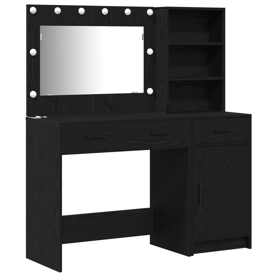 Set de toaletă 2 bucăți cu LED Negru din lemn prelucrat - 1 | YEO