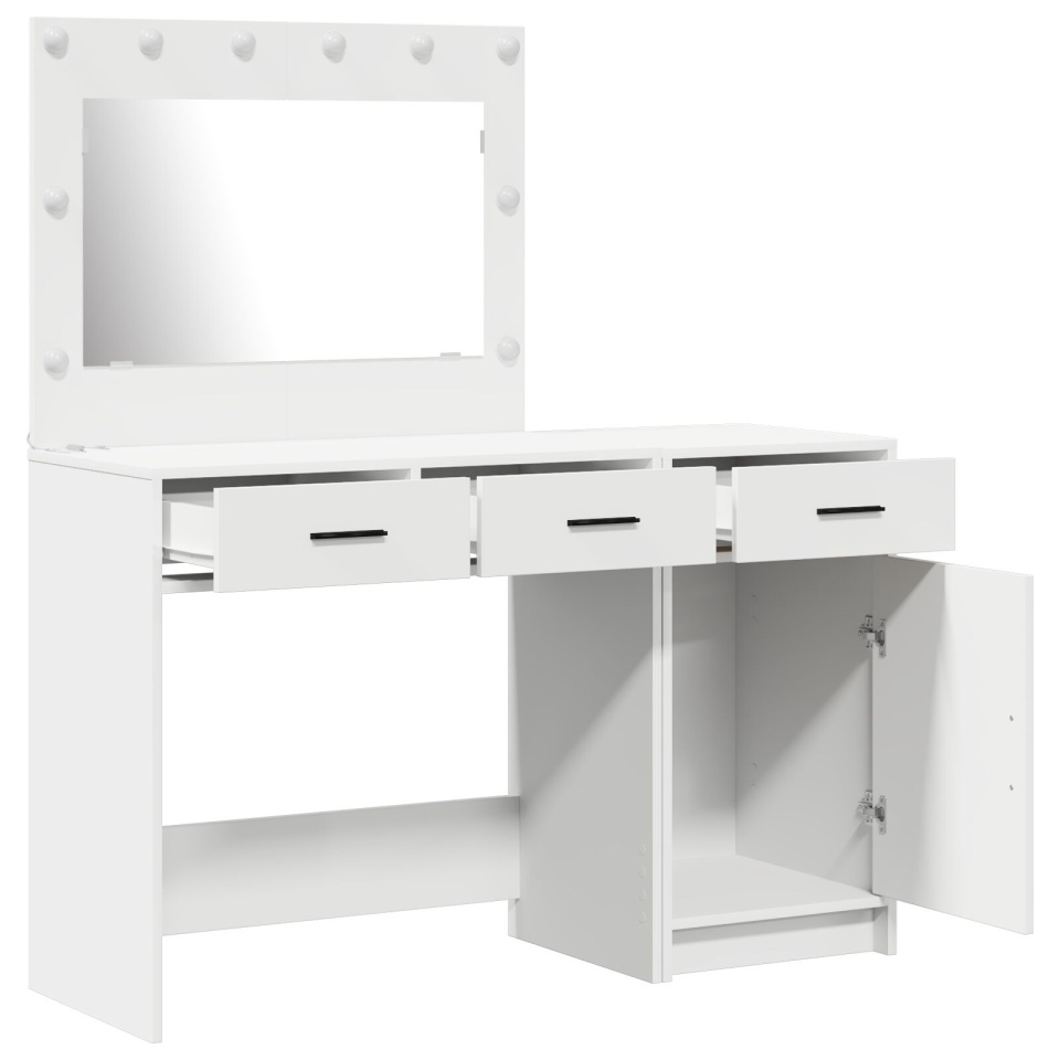 Set de toaletă 2 piese cu LED din lemn prelucrat alb - 3 | YEO
