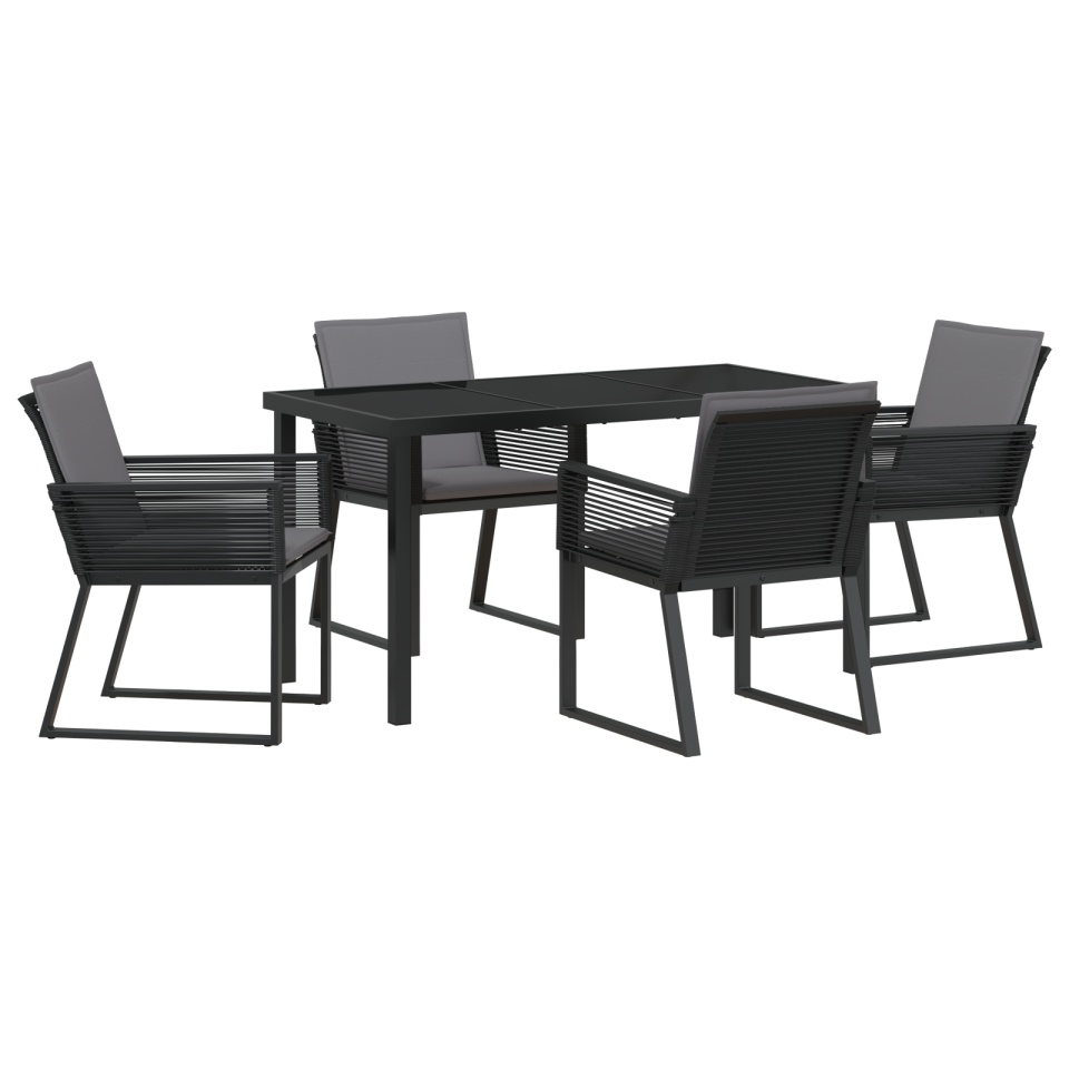Set Dining Grădină 5 Piese cu Perne Negru Poliratan - 1 | YEO