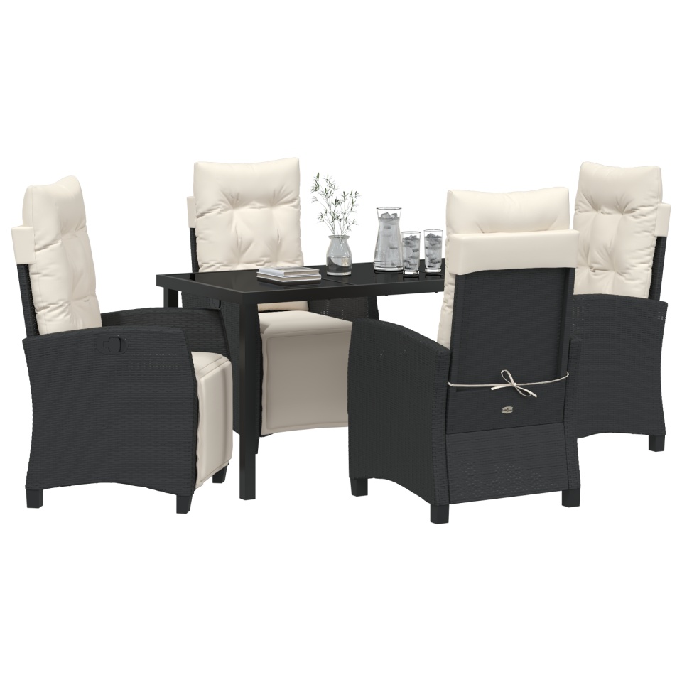 Set Dining Grădină 5 Piese Negru Ratan Poly - 2 | YEO