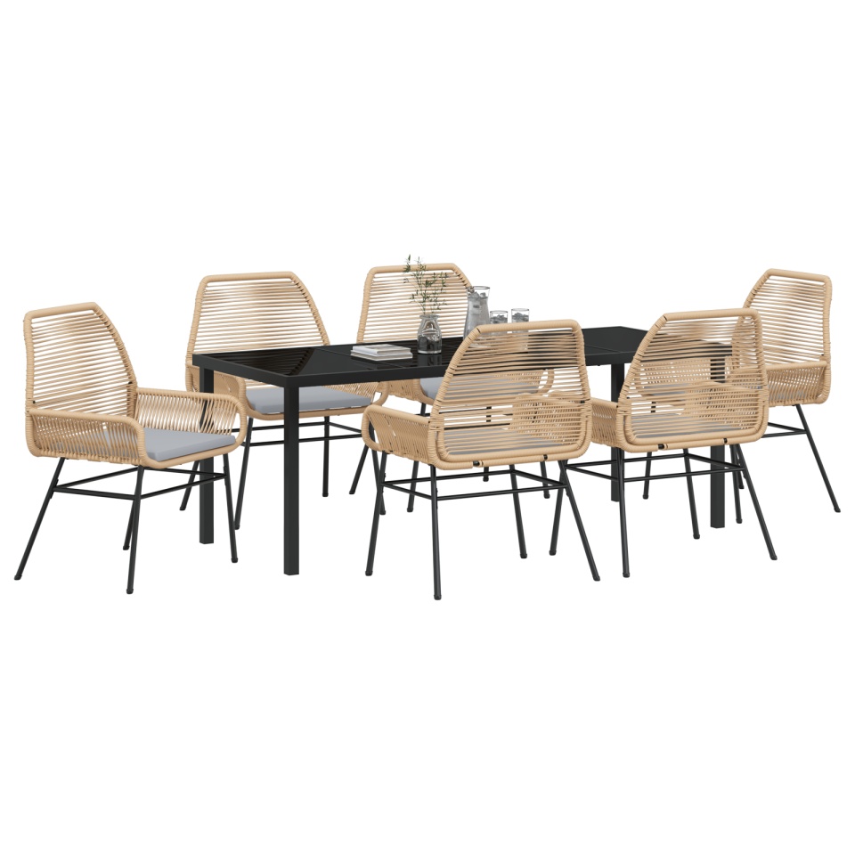Set Dining Grădină cu Perne Maro Ratan Sintetic - 2 | YEO