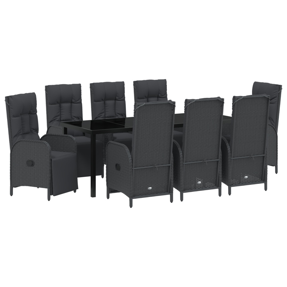 Set dining grădină cu perne negre din poliratan - 1 | YEO