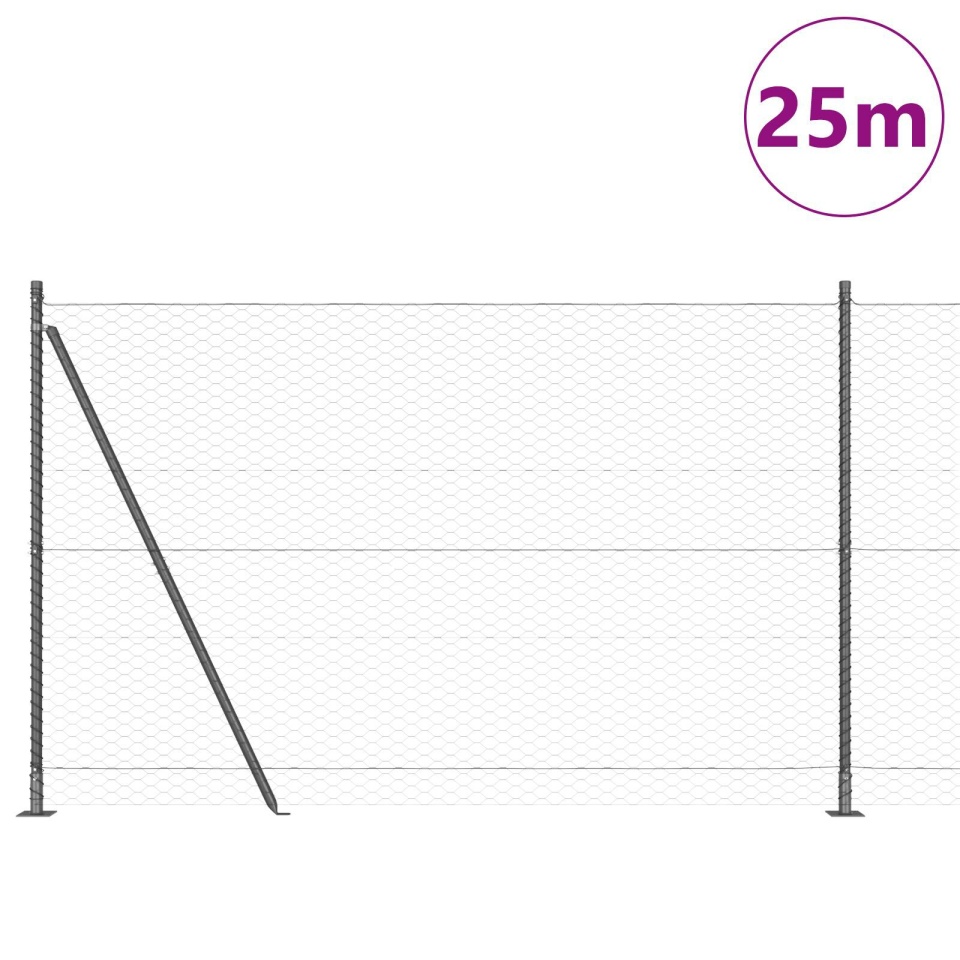Set Gard 2 Piese Gri Oțel 25 x 1.5 m Durabil Gard Extern - 2 | YEO