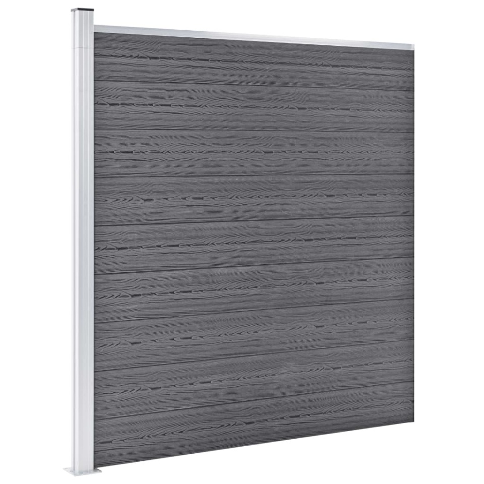 Set gard din WPC, 10 buc. pătrate + 1 oblică, 1830x186 cm, gri - 1 | YEO