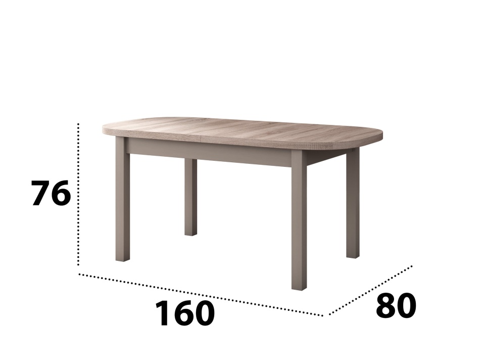 Set masa extensibila 160x200cm cu 6 scaune tapitate, mb-12 venus1 si s-37 boss7 s6, sonoma, lemn masiv de fag, stofa - 1 | YEO