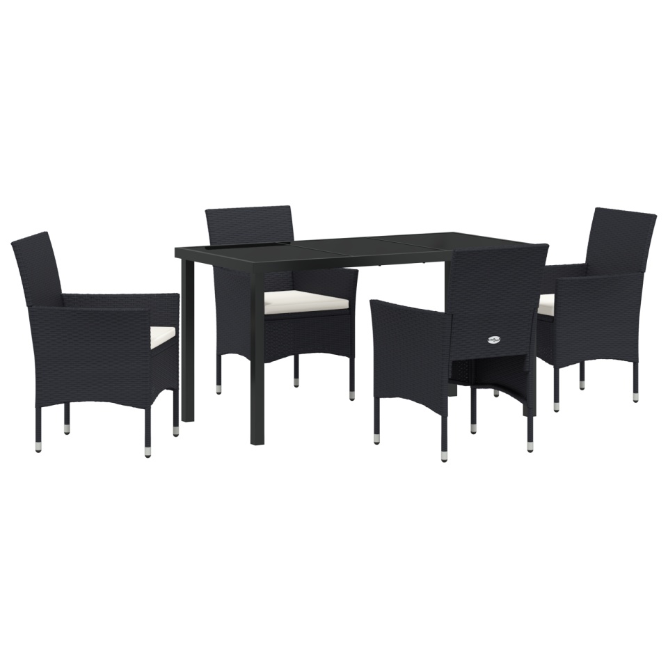 Set masă grădină 5 Piese Negru Rattan Poli - 1 | YEO