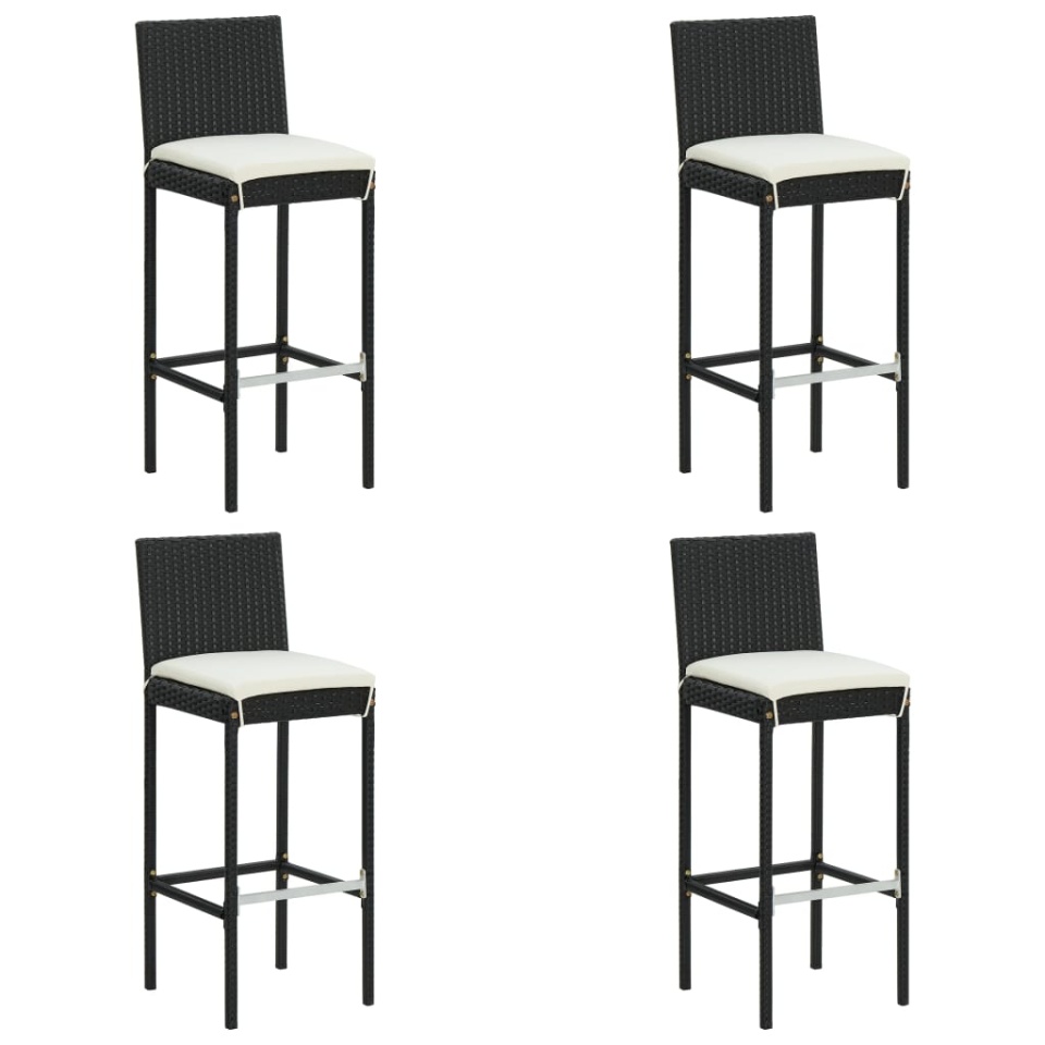 Set mobilier bar de grădină cu perne, 5 piese, negru - 2 | YEO