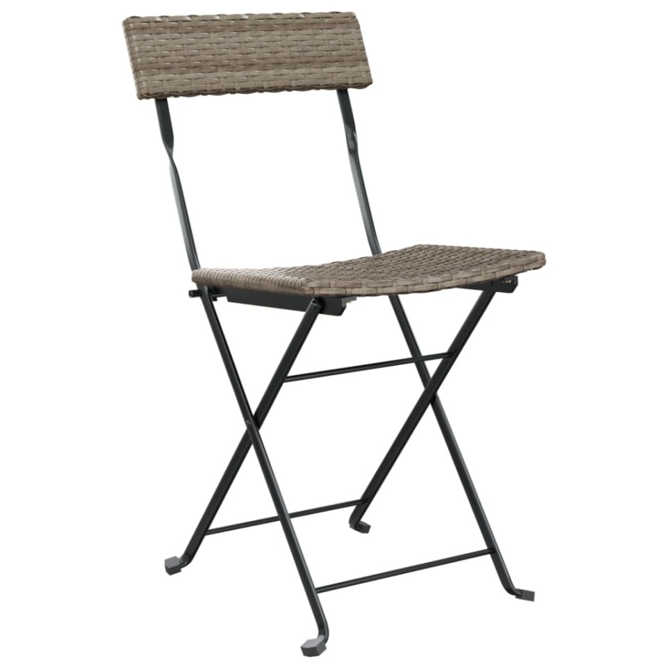 Set mobilier bistro pliabil, 3 piese, gri, poliratan - 3 | YEO
