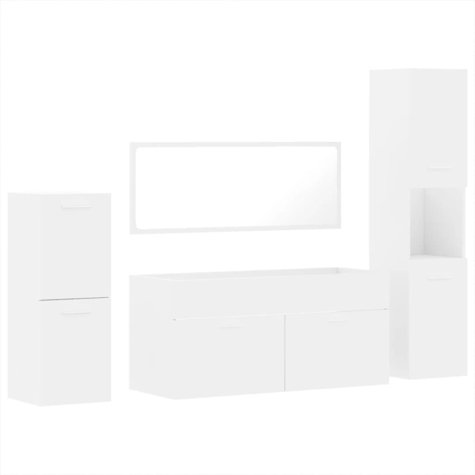 Set mobilier de baie, 4 piese, alb, lemn prelucrat - 1 | YEO