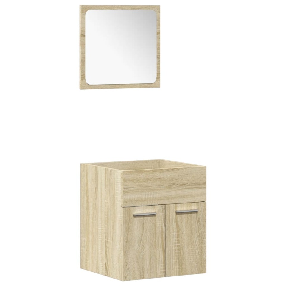 Set mobilier de baie, 4 piese, stejar sonoma, lemn prelucrat - 3 | YEO