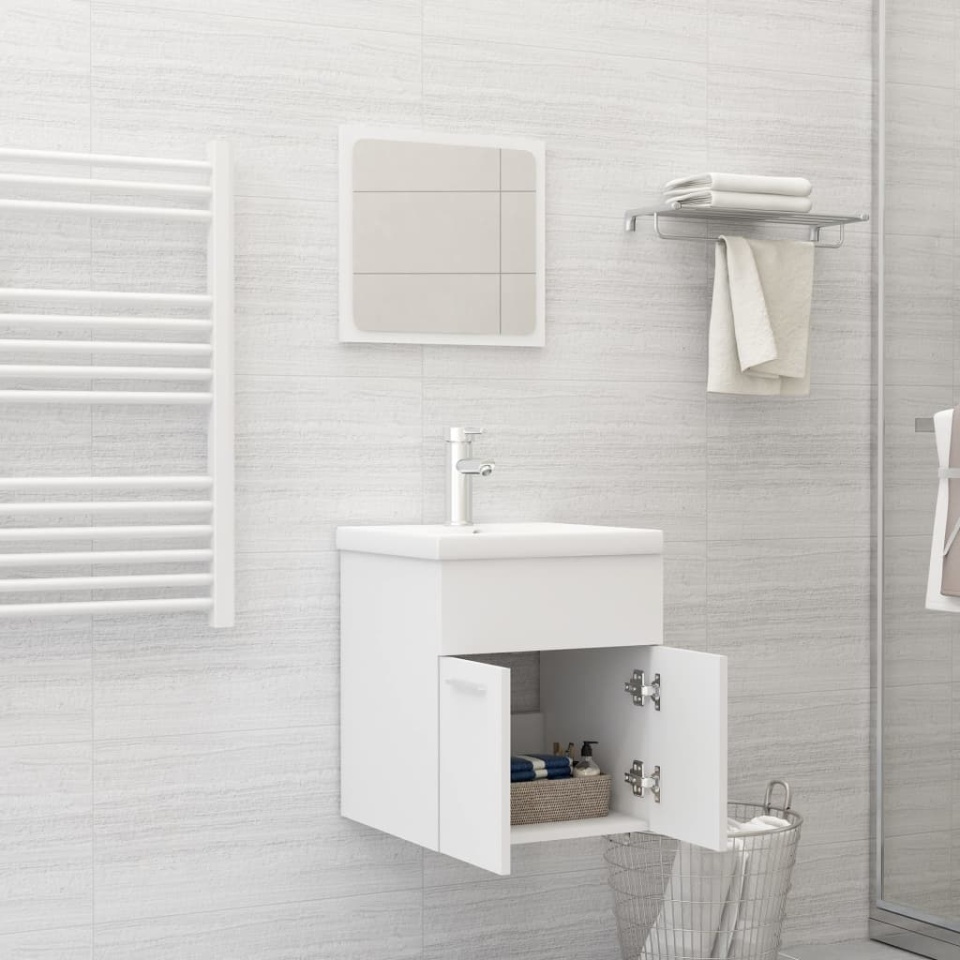 Set mobilier de baie, alb, lemn prelucrat - 2 | YEO