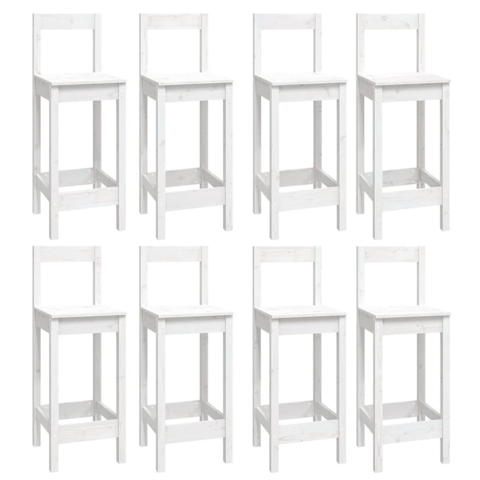 Set mobilier de bar, 9 piese, alb, lemn masiv de pin - 2 | YEO