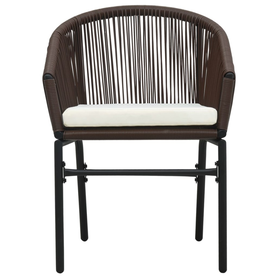 Set mobilier de bistro cu perne, 3 piese, maro, ratan PE - 2 | YEO