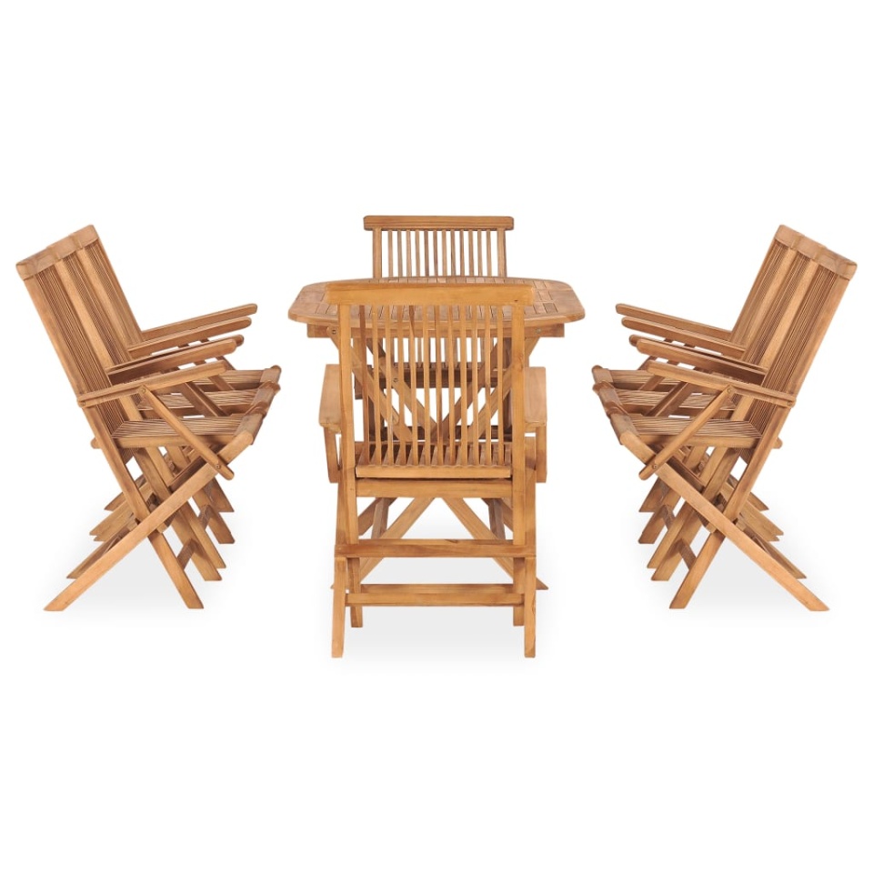 Set mobilier de exterior pliabil, 9 piese, lemn masiv de tec - 1 | YEO