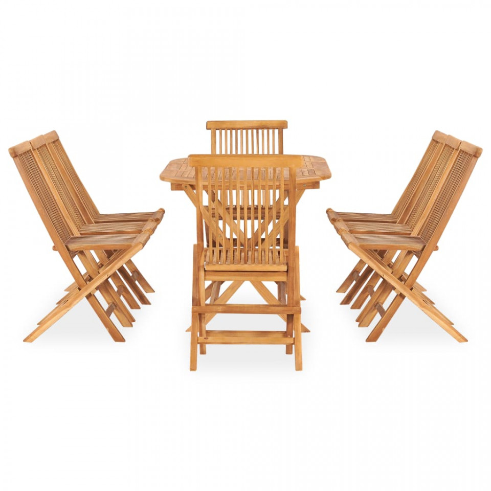 Set mobilier de exterior pliabil, 9 piese, lemn masiv de tec - 1 | YEO