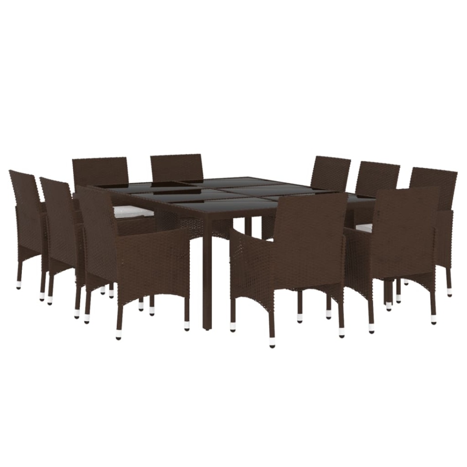 Set mobilier de grădină, 11 piese, maro, poliratan - 2 | YEO