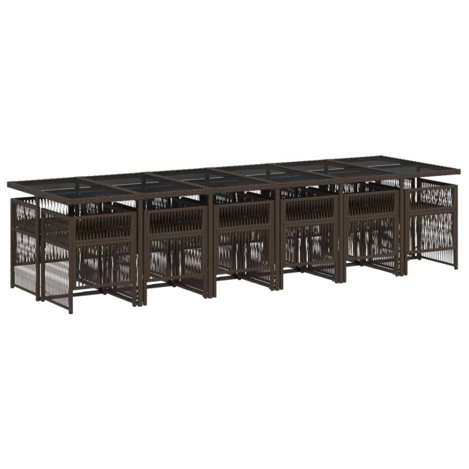 Set mobilier de grădină, 13 piese, maro, cu perne, poliratan - 2 | YEO