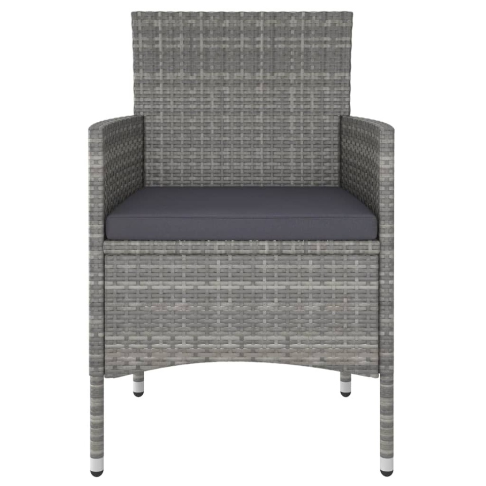 Set mobilier de grădină, 3 piese, gri, poliratan și sticlă - 3 | YEO
