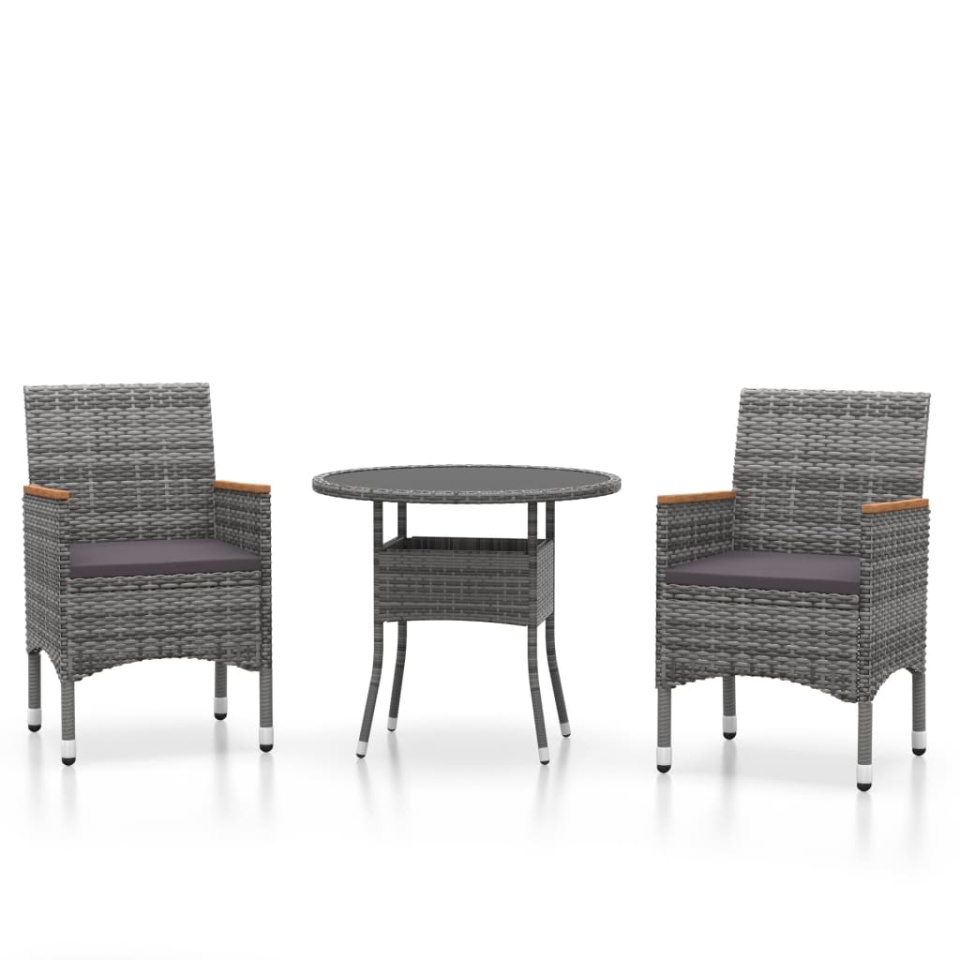 Set mobilier de grădină, 3 piese, gri, poliratan - 1 | YEO