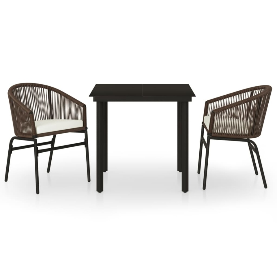 Set mobilier de grădină, 3 piese, maro - 1 | YEO