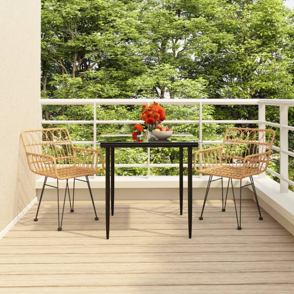 Set mobilier de grădină, 3 piese, poliratan
