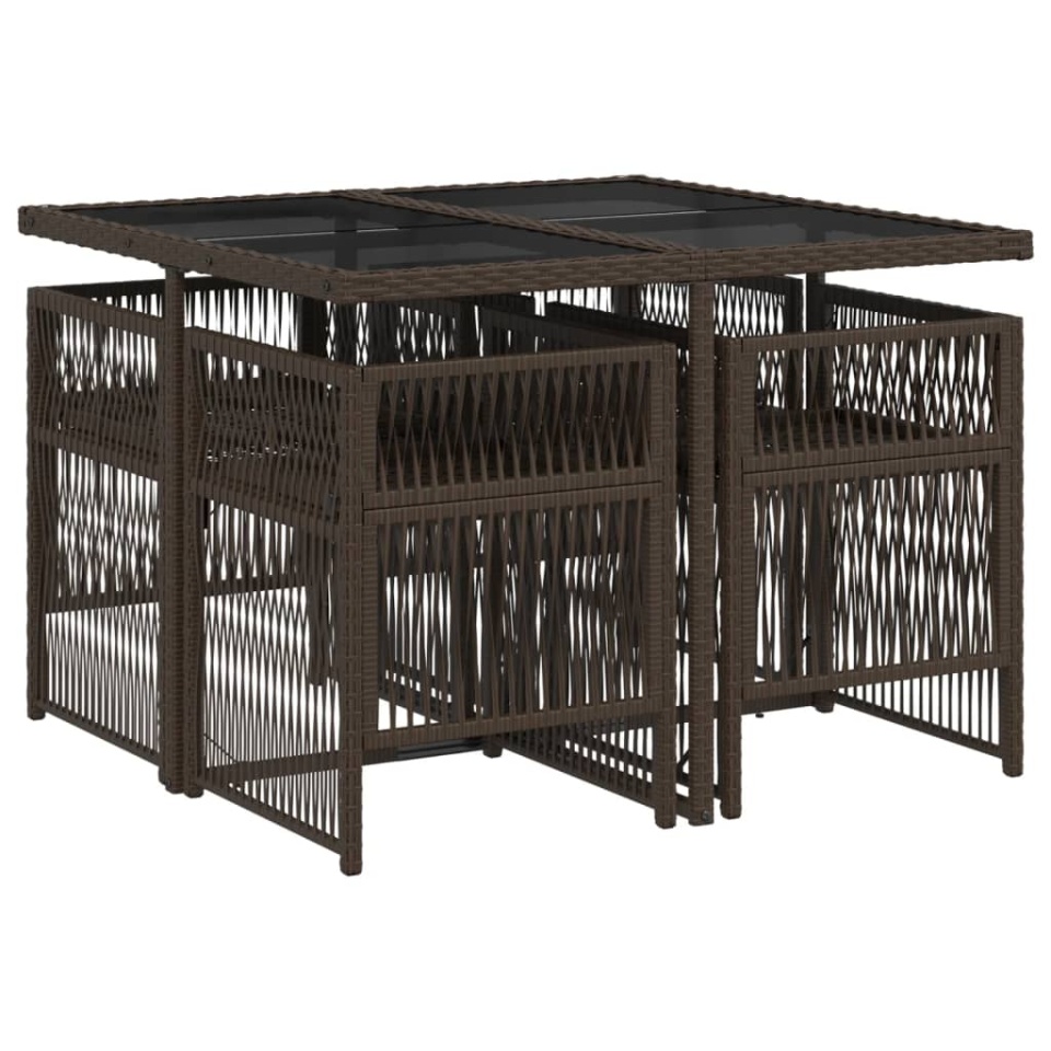 Set mobilier de grădină, 5 piese, cu perne, maro, poliratan - 2 | YEO