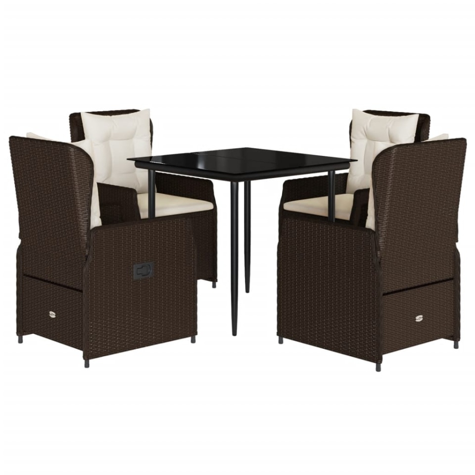 Set mobilier de grădină, 5 piese, cu perne, maro, poliratan - 1 | YEO