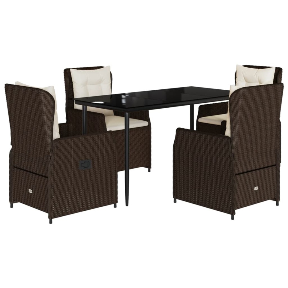 Set mobilier de grădină, 5 piese, cu perne, maro, poliratan - 1 | YEO