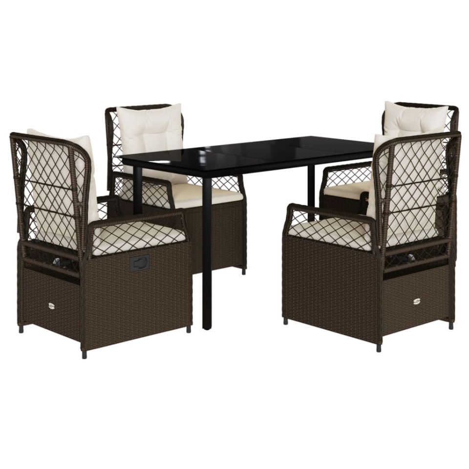 Set mobilier de grădină, 5 piese, cu perne, maro, poliratan - 1 | YEO