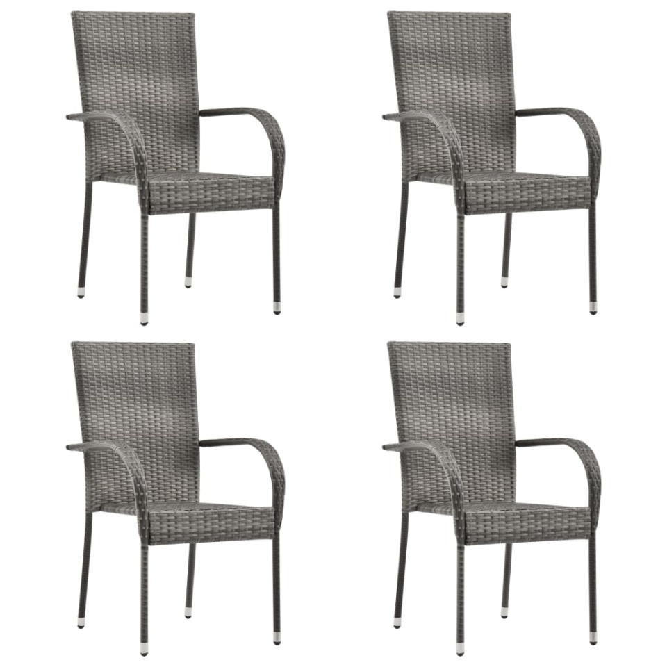 Set mobilier de grădină, 5 piese, gri, poliratan - 3 | YEO