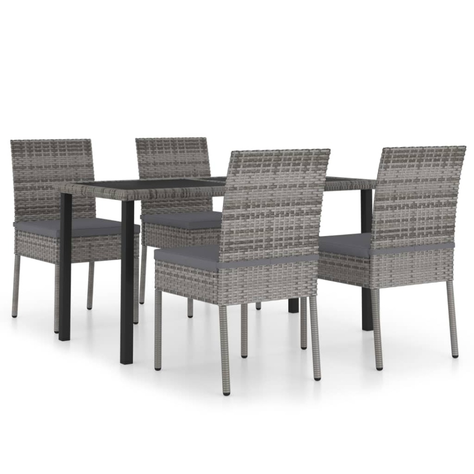 Set mobilier de grădină, 5 piese, gri, poliratan - 1 | YEO